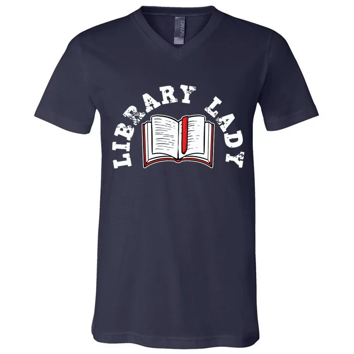 Library Librarian Bookworm Reading Books V-Neck T-Shirt