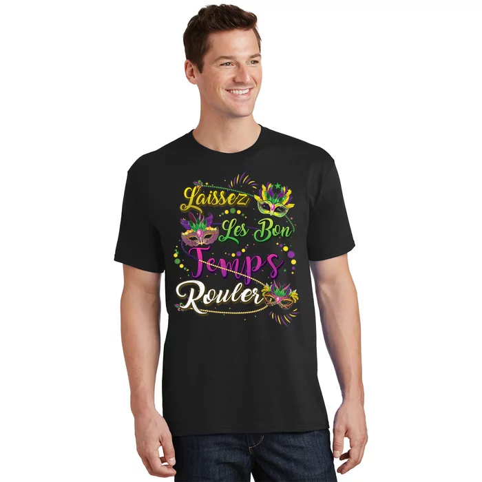 Laissez Les Bon Temps Rouler Mardi Gras Beads Tee T-Shirt