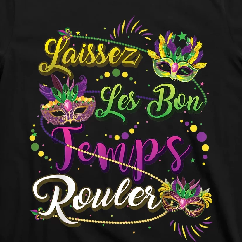 Laissez Les Bon Temps Rouler Mardi Gras Beads Tee T-Shirt