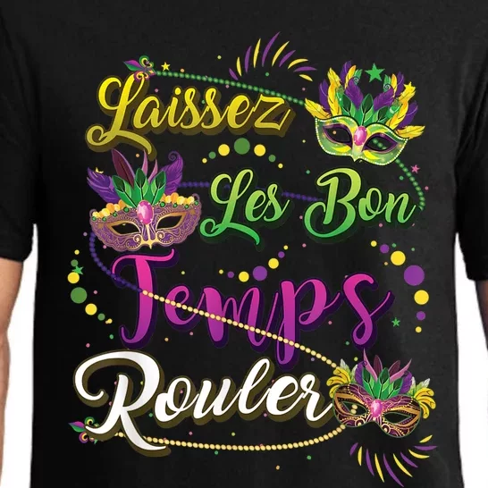 Laissez Les Bon Temps Rouler Mardi Gras Beads Tee Pajama Set