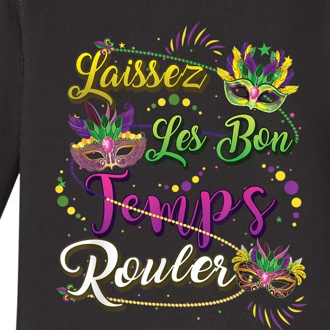 Laissez Les Bon Temps Rouler Mardi Gras Beads Tee Baby Long Sleeve Bodysuit