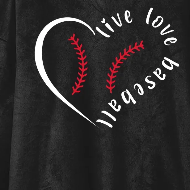 Live Love Baseball Funny Gift Baseball Lover Hooded Wearable Blanket