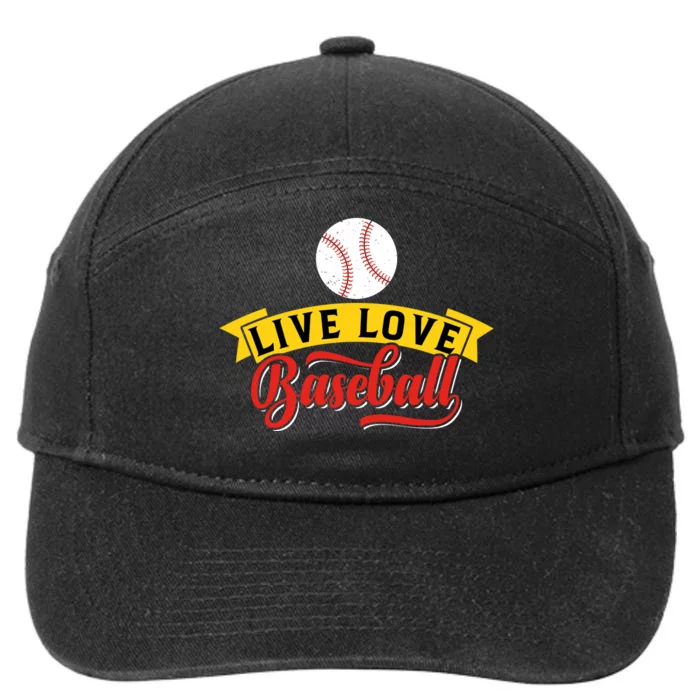 Live Love Baseball Funny Gift Baseball Lover Retro 7-Panel Snapback Hat