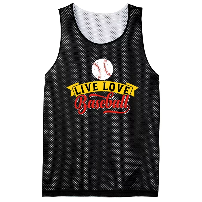 Live Love Baseball Funny Gift Baseball Lover Retro Mesh Reversible Basketball Jersey Tank