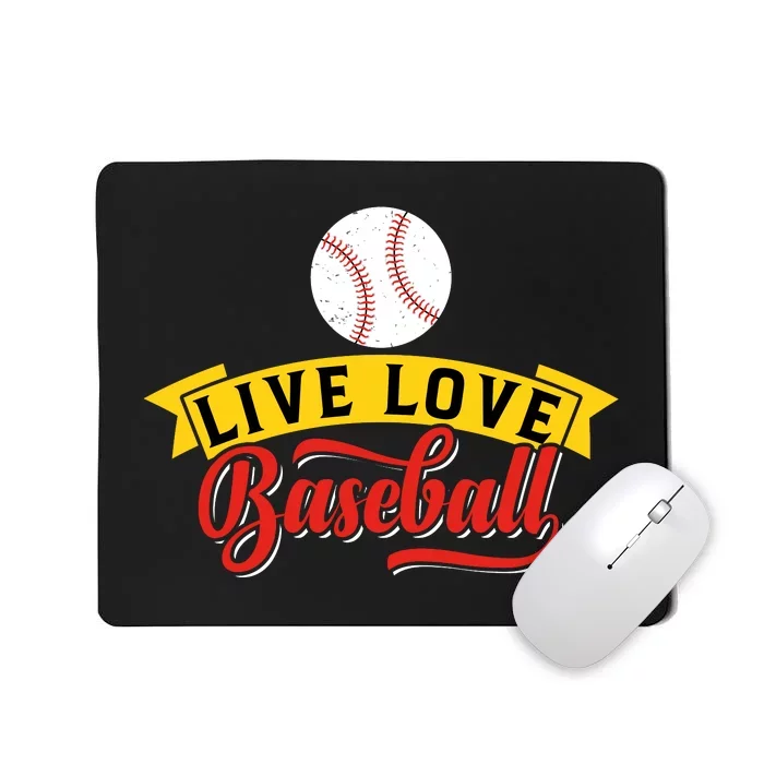 Live Love Baseball Funny Gift Baseball Lover Retro Mousepad