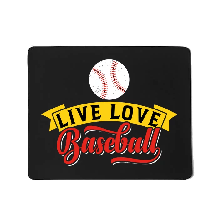 Live Love Baseball Funny Gift Baseball Lover Retro Mousepad