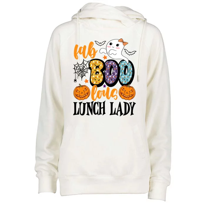 Lunch Lady Boo Halloween Festive Cute Womens Funnel Neck Pullover Hood