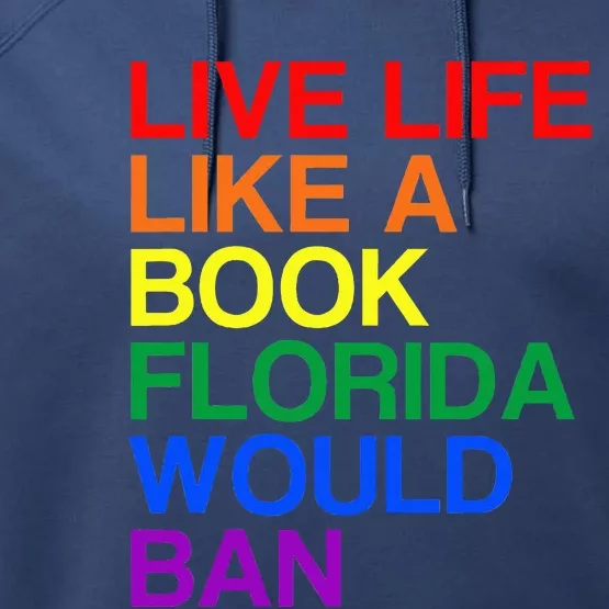 Live Like Book In Florida. Lgbtq Rainbow Gift Lgbtqia Pride Performance Fleece Hoodie