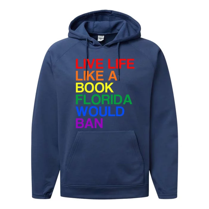 Live Like Book In Florida. Lgbtq Rainbow Gift Lgbtqia Pride Performance Fleece Hoodie