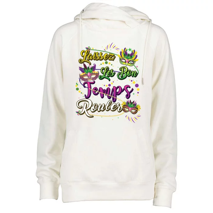 Laissez Les Bon Temps Rouler Mardi Gras Beads Tee Cool Gift Womens Funnel Neck Pullover Hood