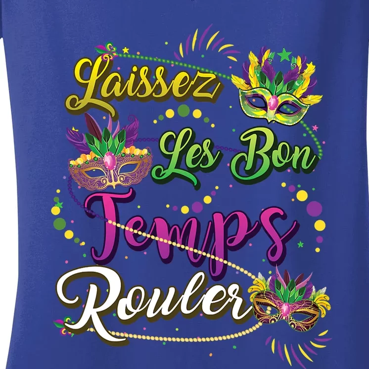 Laissez Les Bon Temps Rouler Mardi Gras Beads Tee Cool Gift Women's V-Neck T-Shirt