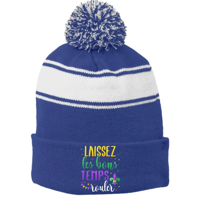 Laissez Les Bons Temps Rouler For Mardi Gras Party Gift Stripe Pom Pom Beanie