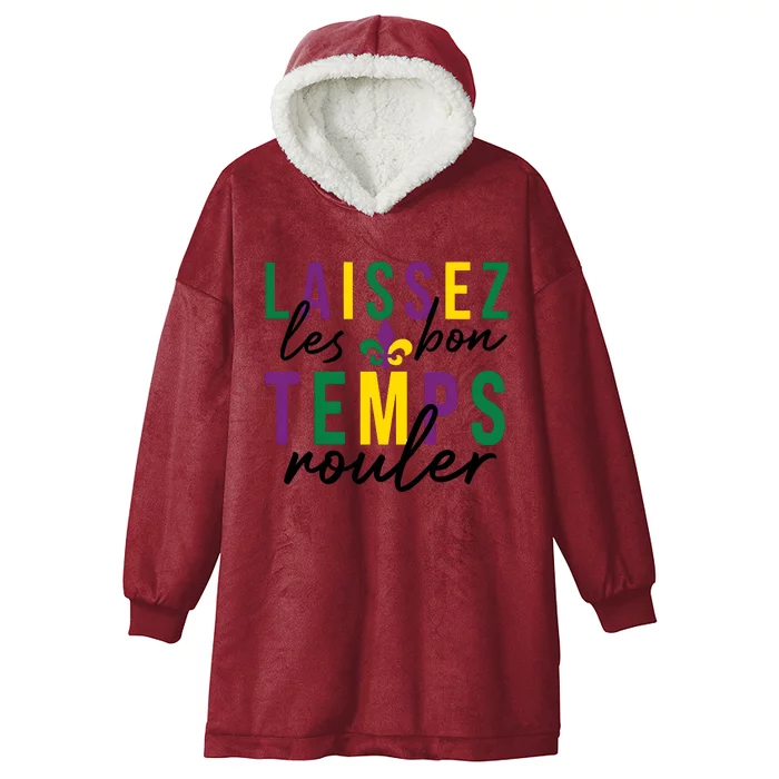 Laissez Les Bon Temps Rouler Mardi Gras Hooded Wearable Blanket