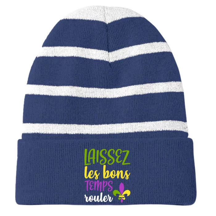 Laissez Les Bon Temps Rouler Mardi Gras Carnival Costume Striped Beanie with Solid Band