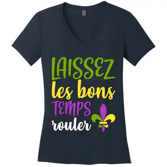 Laissez Les Bon Temps Rouler Mardi Gras Carnival Costume Women's V-Neck T-Shirt