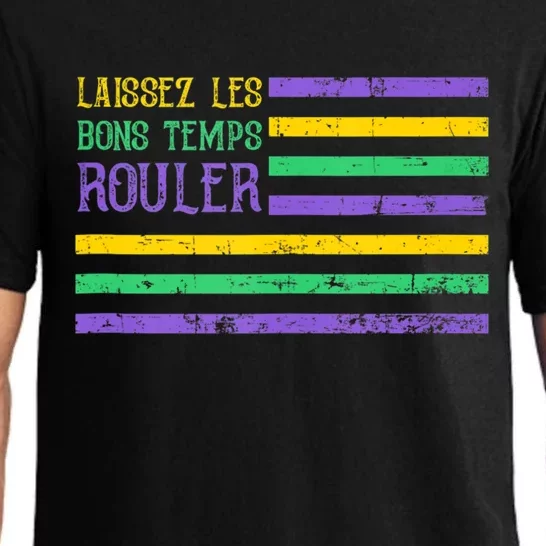 Laissez Les Bons Temps Rouler American Flag Mardi Gras Pajama Set