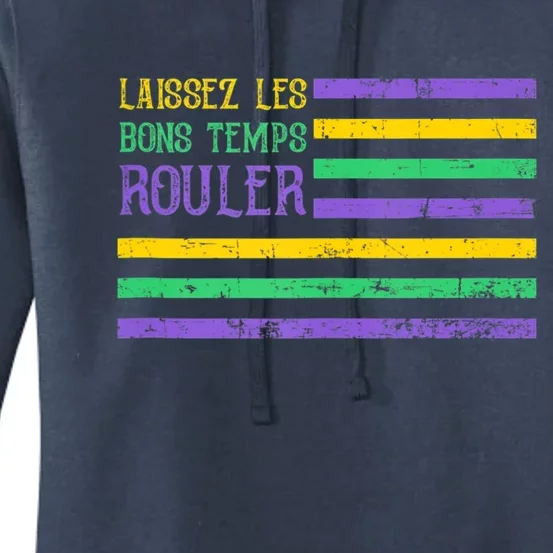 Laissez Les Bons Temps Rouler American Flag Mardi Gras Women's Pullover Hoodie