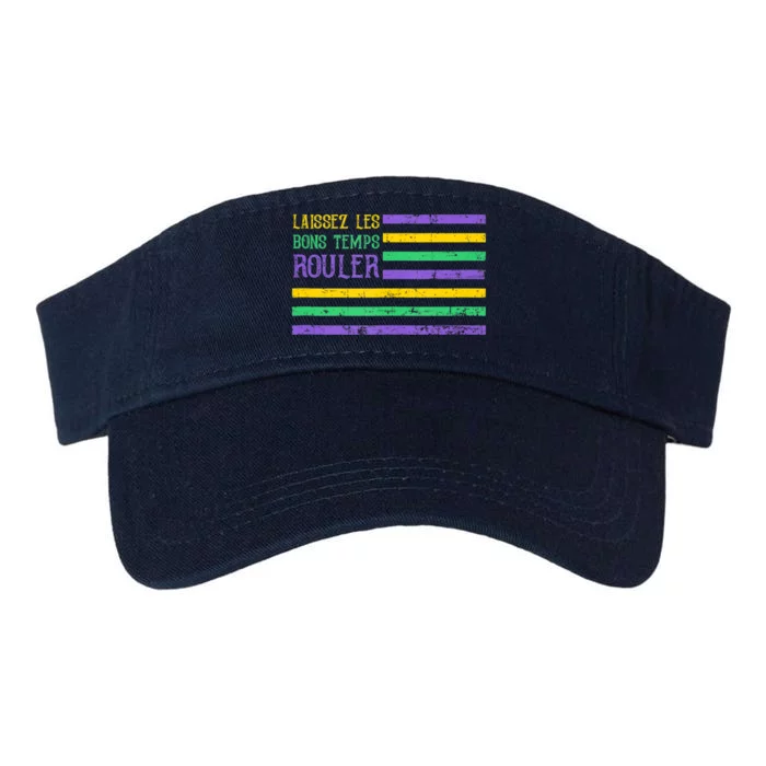 Laissez Les Bons Temps Rouler American Flag Mardi Gras Valucap Bio-Washed Visor