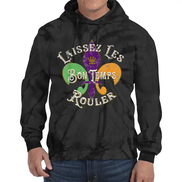 laissez les bon temps rouler mardi gras 2022 fleur de lis Tie Dye Hoodie