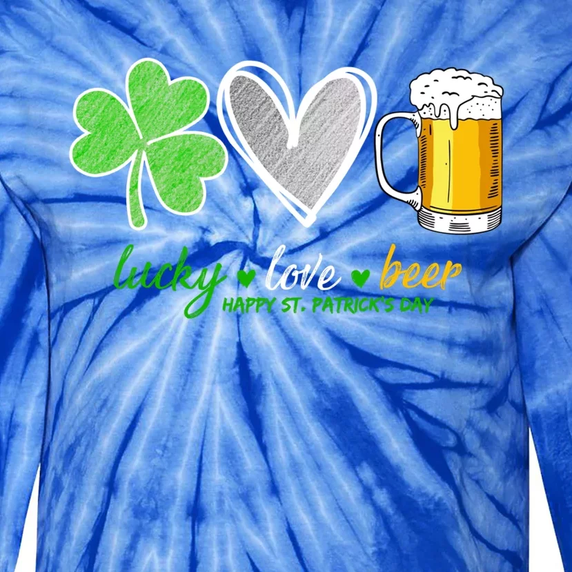 Lucky Love Beer Shamrock Happy St Patrick's Day Meaningful Gift Tie-Dye Long Sleeve Shirt