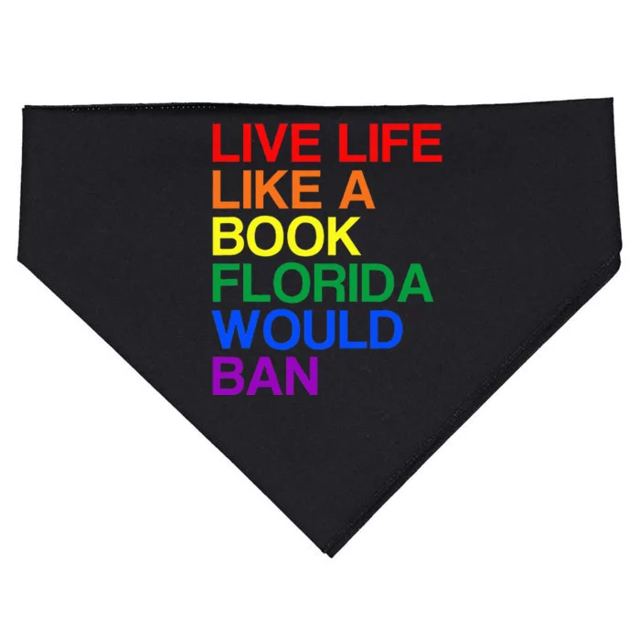 Live Like Book In Florida. Lgbtq Rainbow Gift Lgbtqia Pride USA-Made Doggie Bandana