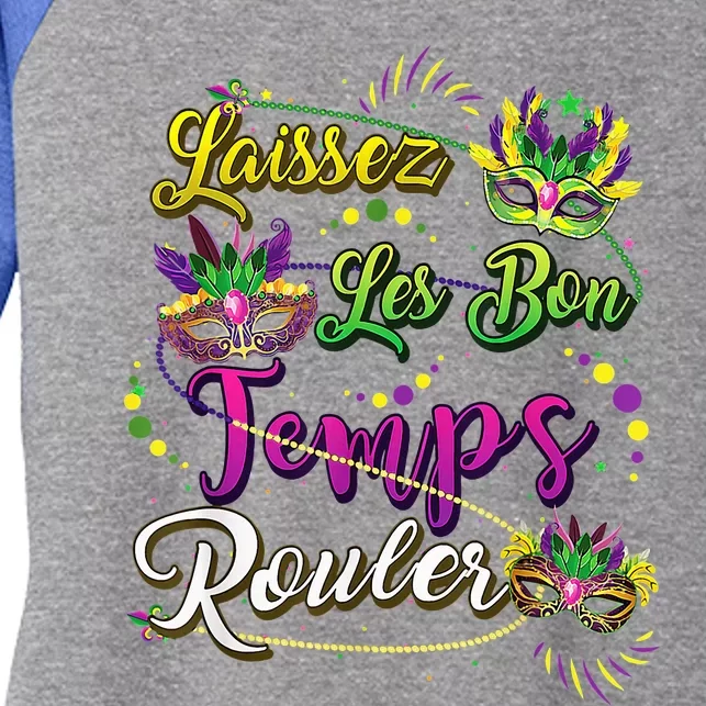 Laissez Les Bons Temps Rouler Mardi Gras 2024 New Orleans Women's Tri-Blend 3/4-Sleeve Raglan Shirt