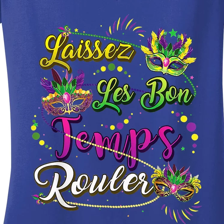 Laissez Les Bons Temps Rouler Mardi Gras 2024 New Orleans Women's V-Neck T-Shirt