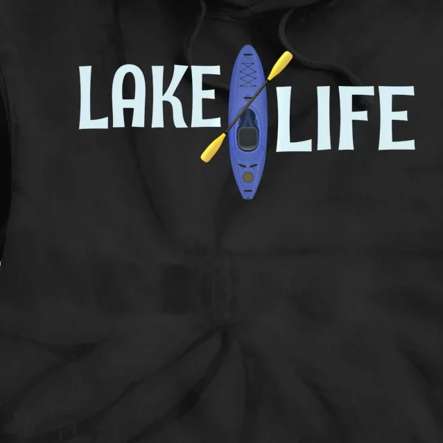 Lake Life Blue Kayak Gift Tie Dye Hoodie