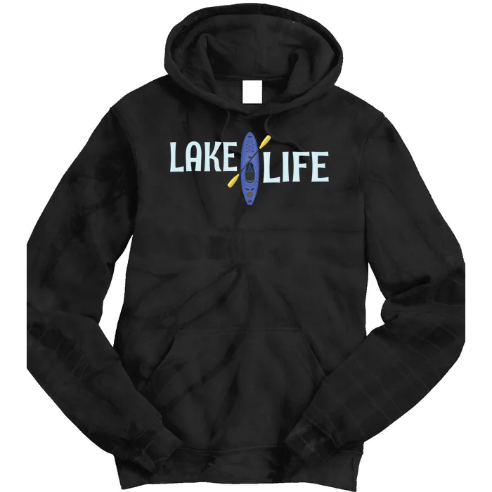 Lake Life Blue Kayak Gift Tie Dye Hoodie