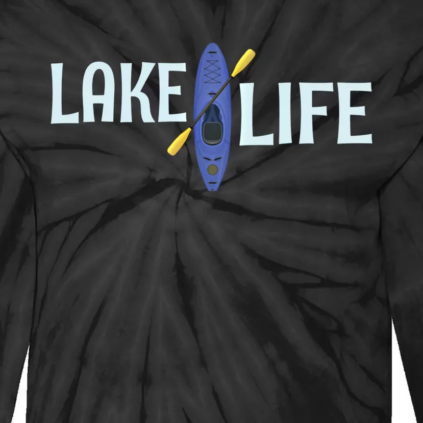 Lake Life Blue Kayak Gift Tie-Dye Long Sleeve Shirt