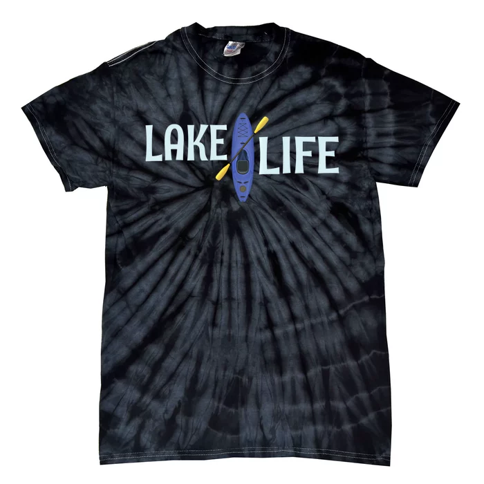 Lake Life Blue Kayak Gift Tie-Dye T-Shirt