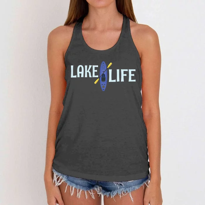 Lake Life Blue Kayak Gift Women's Knotted Racerback Tank