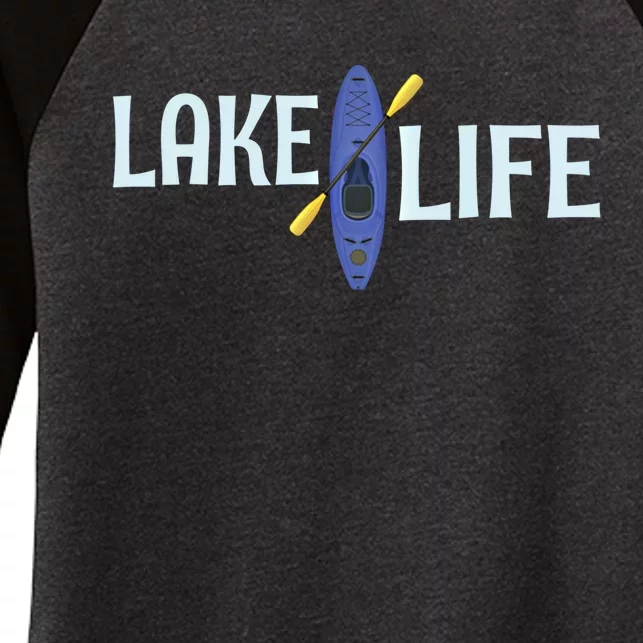 Lake Life Blue Kayak Gift Women's Tri-Blend 3/4-Sleeve Raglan Shirt