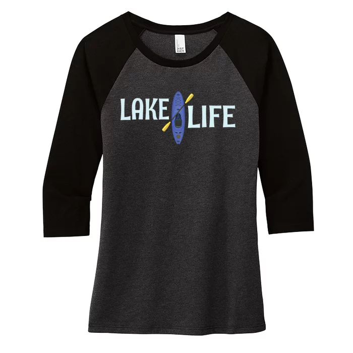 Lake Life Blue Kayak Gift Women's Tri-Blend 3/4-Sleeve Raglan Shirt