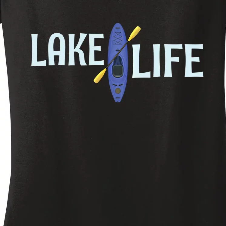 Lake Life Blue Kayak Gift Women's V-Neck T-Shirt