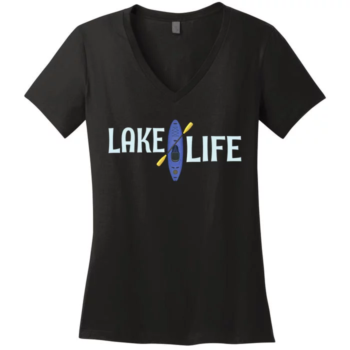 Lake Life Blue Kayak Gift Women's V-Neck T-Shirt