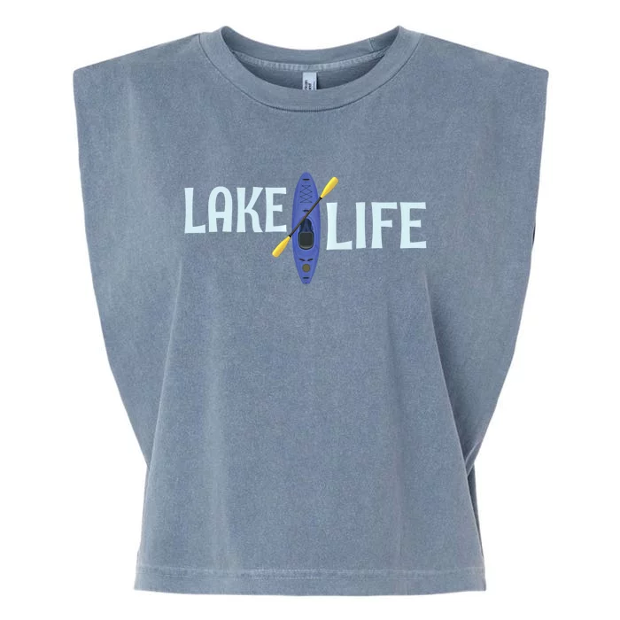 Lake Life Blue Kayak Gift Garment-Dyed Women's Muscle Tee