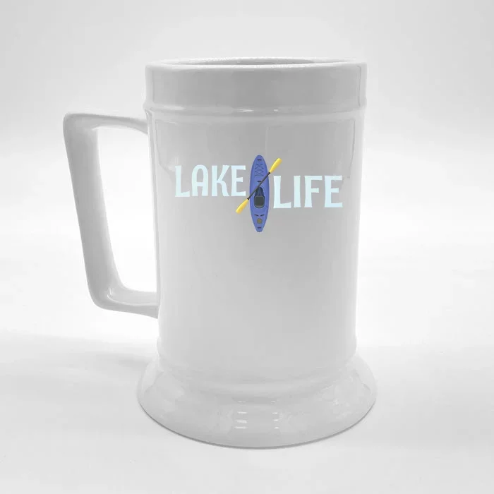 Lake Life Blue Kayak Gift Front & Back Beer Stein