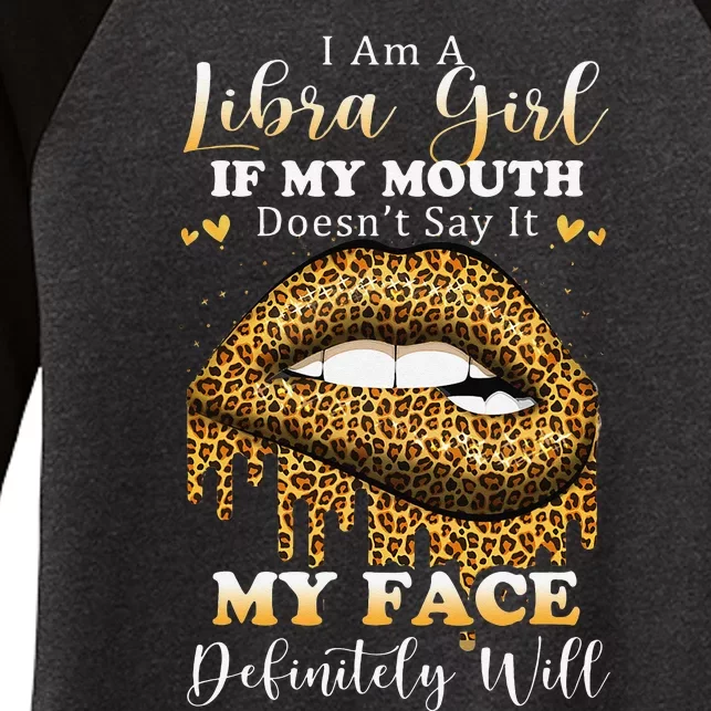 Leopard Lips Biting I Am A Libra Birthday Costumes Women's Tri-Blend 3/4-Sleeve Raglan Shirt