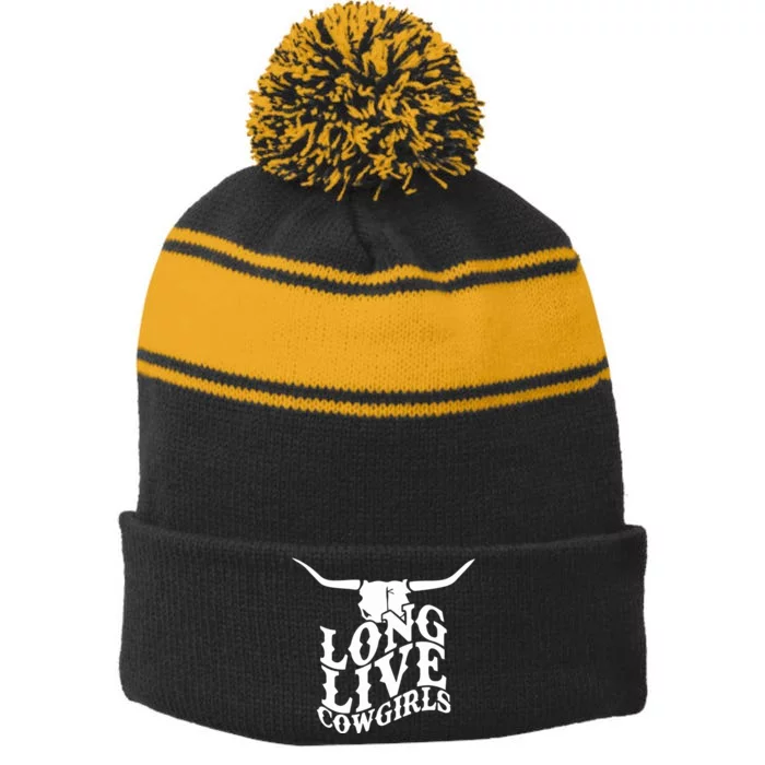 Long Live Cowgirls Stripe Pom Pom Beanie