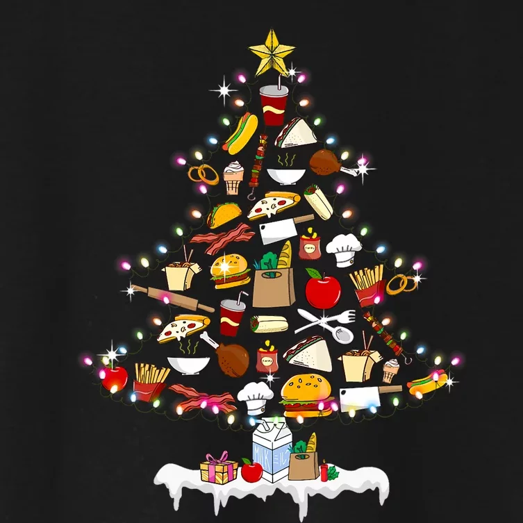 Lunch Lady Christmas Tree Merry Christmas Cafeteria Crew Women's Crop Top Tee