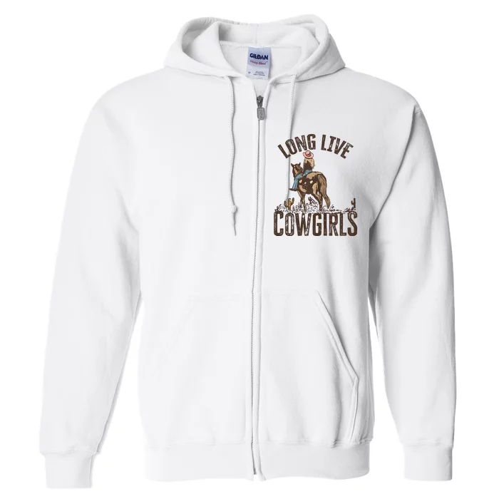 Long Love Cowgirls Riding Horse Horsing Gift Idea Trending Full Zip Hoodie