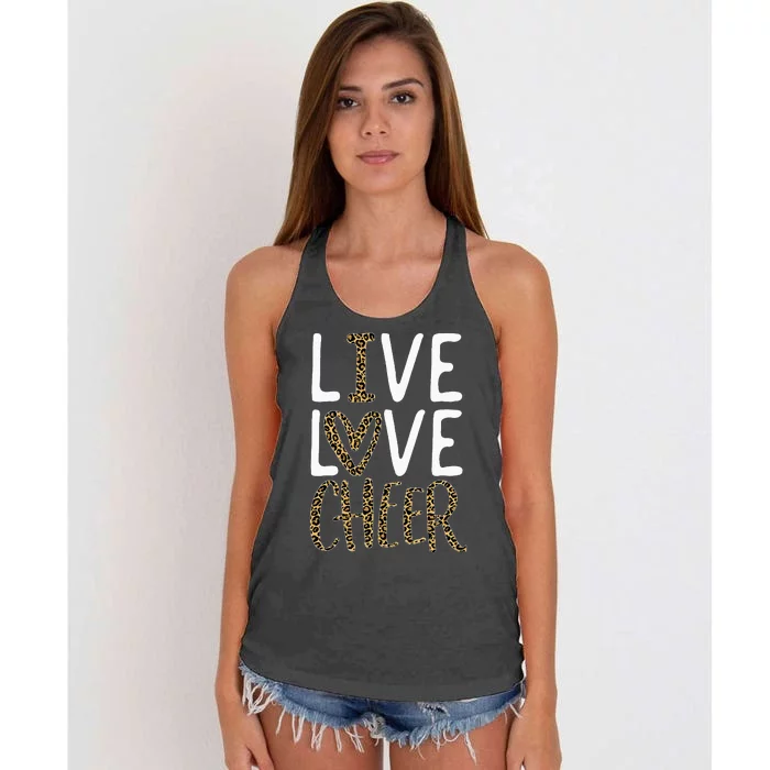 Live Love Cheer Girl Cheerleading Cheerleader Women Cheer Women's Knotted Racerback Tank