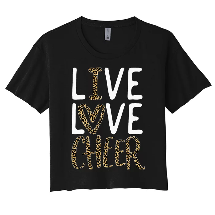 Live Love Cheer Girl Cheerleading Cheerleader Women Cheer Women's Crop Top Tee