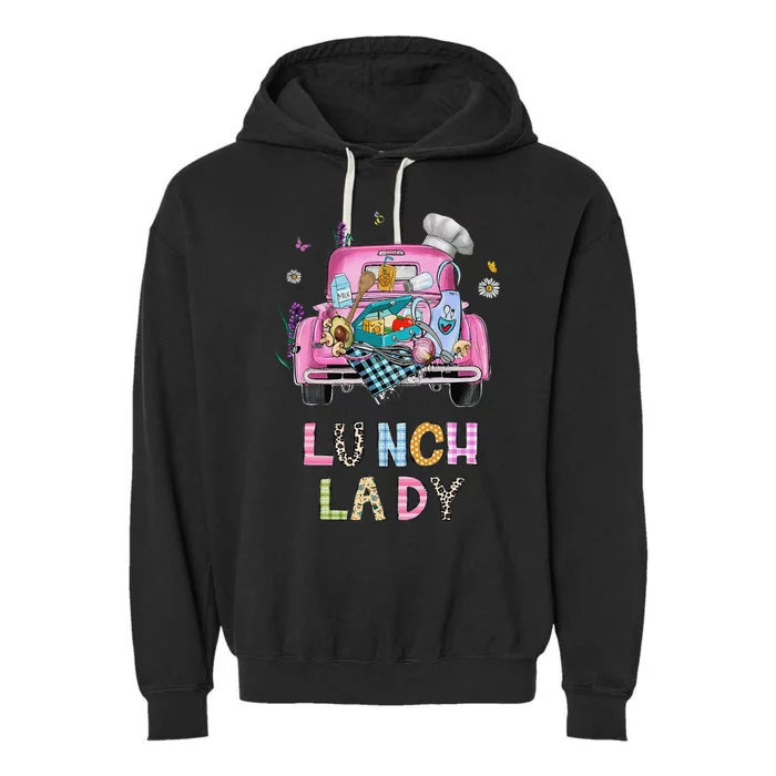 Lunch Lady Cute Truck Lunch Ladies Squad Cafeteria Crew Garment-Dyed Fleece Hoodie