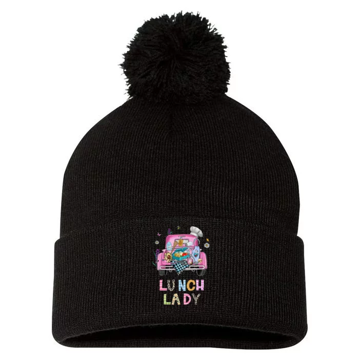 Lunch Lady Cute Truck Lunch Ladies Squad Cafeteria Crew Pom Pom 12in Knit Beanie