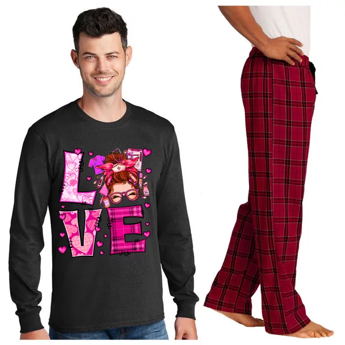 Love Lvn Cna Mds Life Nurse Funny Valentines Day Gift Long Sleeve Pajama Set