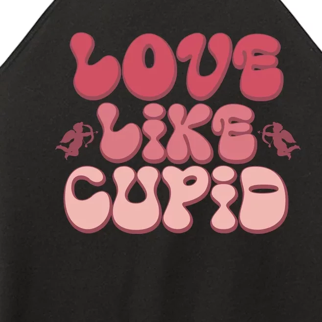 Love Like Cupid Retro Valentines Women’s Perfect Tri Rocker Tank