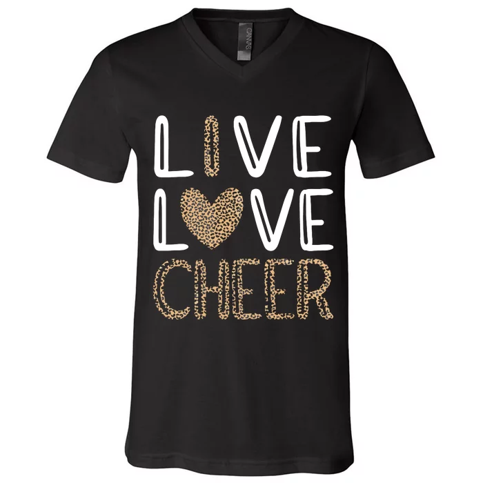 Live Love Cheer Cheerleading Cheerleader Cheer V-Neck T-Shirt