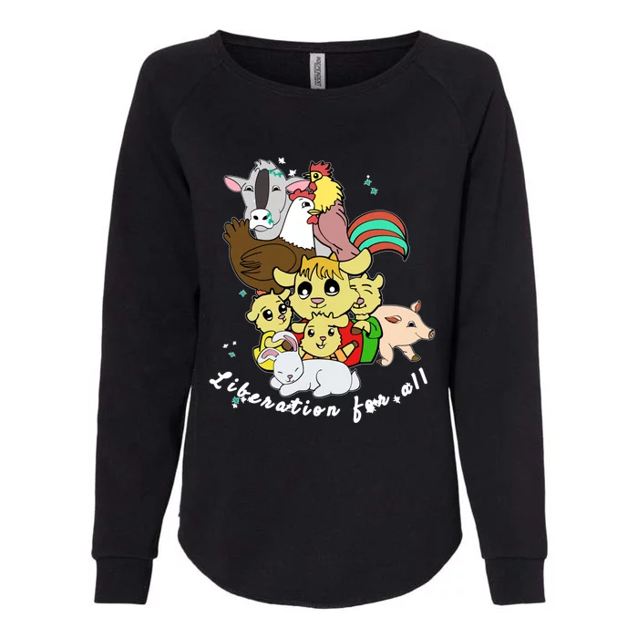 Liberation Ll Cute Farm Animals Vegan Vegetarian Love Gift Womens California Wash Sweatshirt